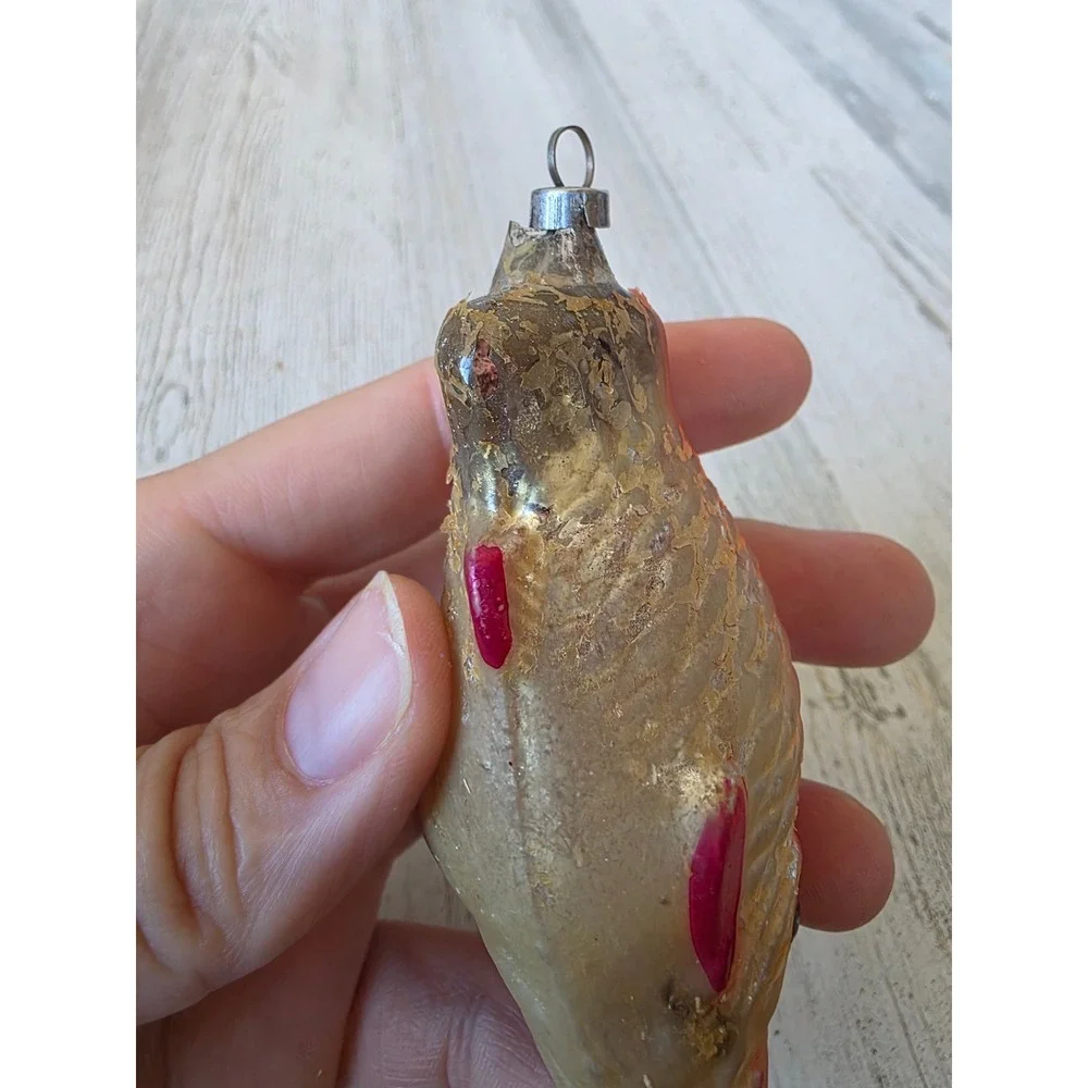 Antique AS IS fish Mercury pink glass ornament Xmas tree Fisher nautical